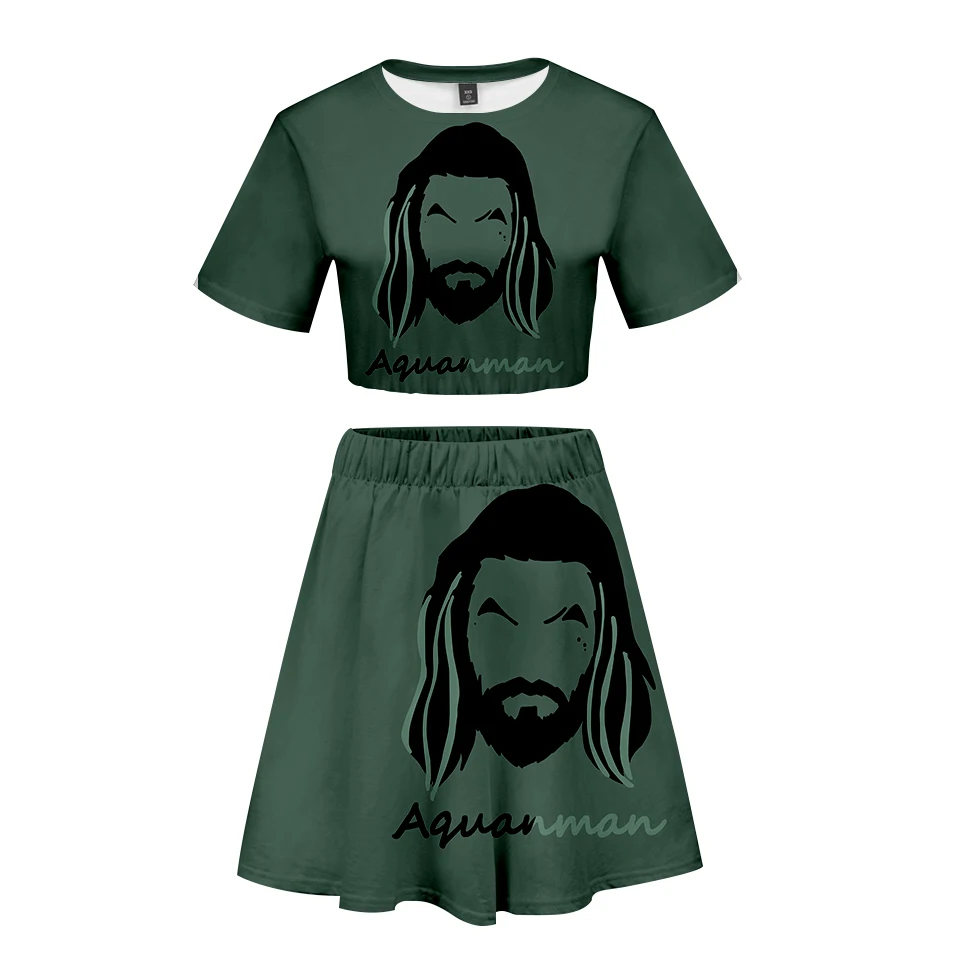 Женский комплект из двух предметов Aquaman летний укороченный топ с короткими
