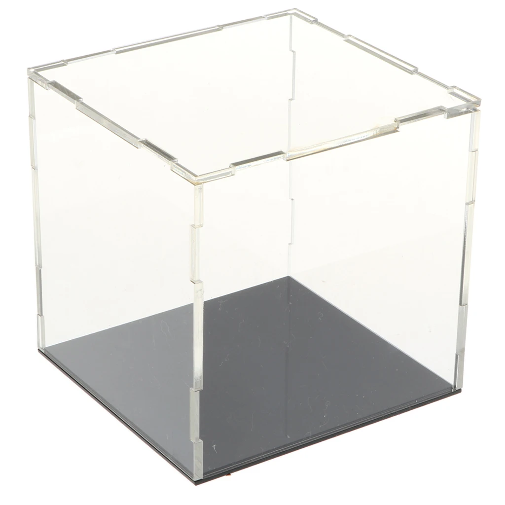 10.5x11x11cm Прозрачный акриловый пылезащитный чехол MagiDeal с черной основой для моделей автомобилей, аниме-фигурки - Цвет: 10.5x11x11cm