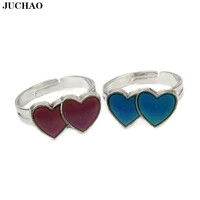 juchao vintage color change mood ring double love heart emotion feeling changeable temperature control color rings for women