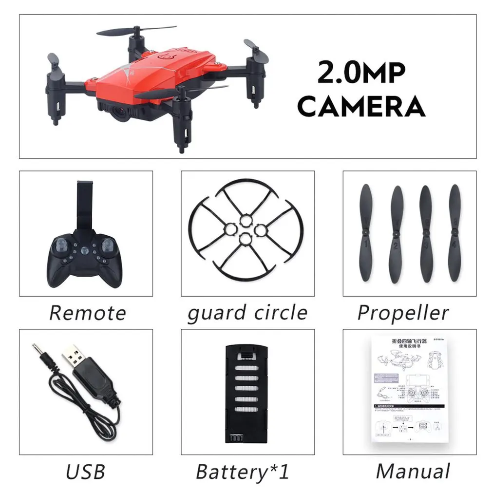 2.0MP 1Battery red LF602 2,4G wifi FPV мини складной Радиоуправляемый Дрон 2.0MP/0.3MP камера Дрон Безголовый Квадрокоптер фотографии видео передача в реальном времени - Цвет: 2.0MP 1Battery red