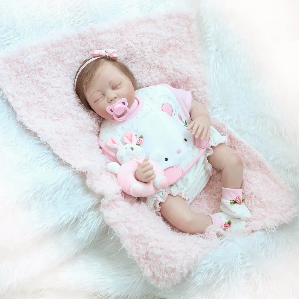 

New 22" Lovely doll reborn babies closed eyes toy dolls munecas reborn girls toys high end birthday gift play house toy for sale