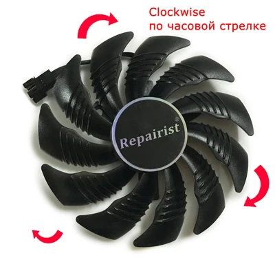 1 Clockwise Fan P AORUS RX580/570 GPU кулер видеокарта вентилятор для REDEON GIGABYTE RX 580 GV-RX570AORUS GVRX580AORUS карта в качестве замены - Цвет лезвия: 1 Clockwise Fan P