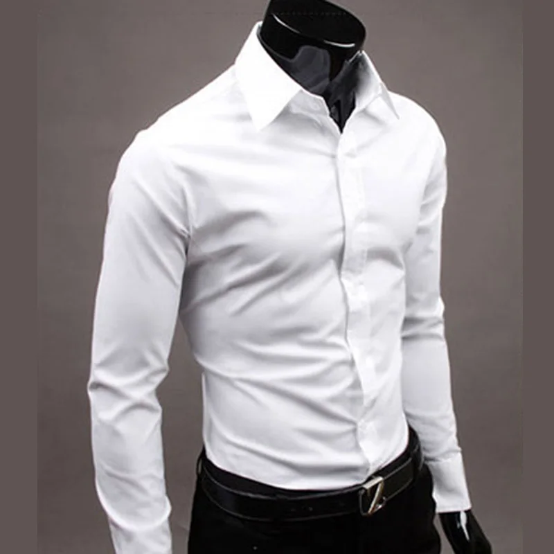 Новинка 2020 мужские повседневные рубашки приталенные с длинным рукавом Базовая