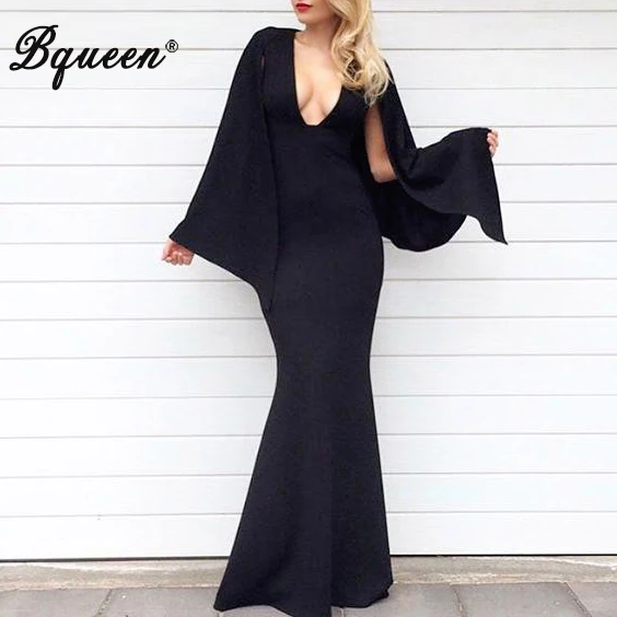 Bqueen 2017 короткое Летучая мышь с длинным рукавом наивысшего качества Макси платье