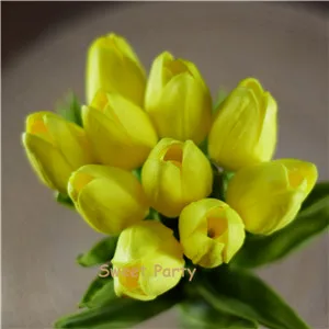 baby yellow 10 Настоящие сенсорные синие тюльпаны букеты из искусственных цветов для свадебных букетов Свадебная Центральная ваза композиция украшение дома 30 шт - Цвет: baby yellow 10