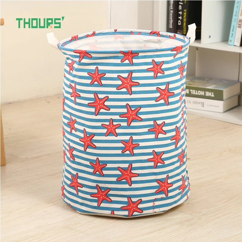 

Thours Cartoon Animals Collapsible Large Laundry Basket Dirty Clothes Storage Bucket Elephant Kids Toys Organizer Barrel