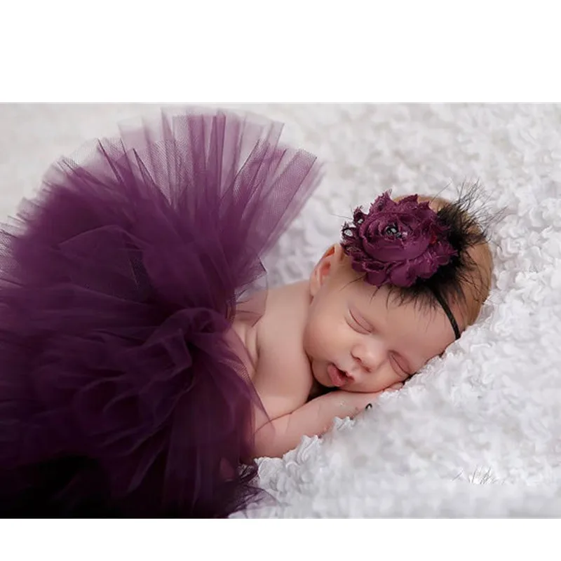 Детская юбка-пачка повязка на голову костюм для новорожденных фиолетовая