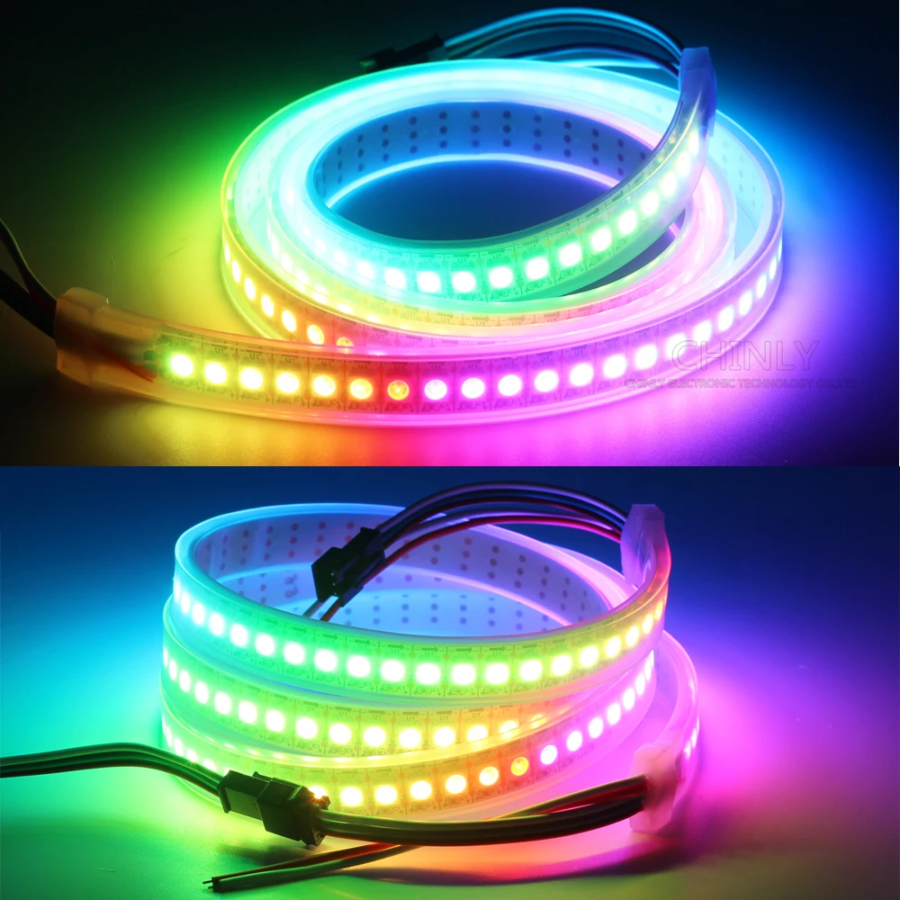 WS2812B Светодиодные ленты индивидуально адресуемых RGB умная Пиксели Strip1m/4 м/5 м черный/белый PCB WS2812 IC Водонепроницаемый 5V 30/60/144 светодиодный s