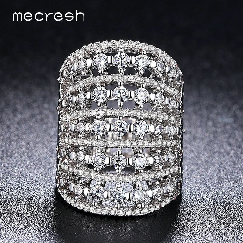 Женские коктейльные кольца Mecresh уникальные открытые ручной работы с фианитами