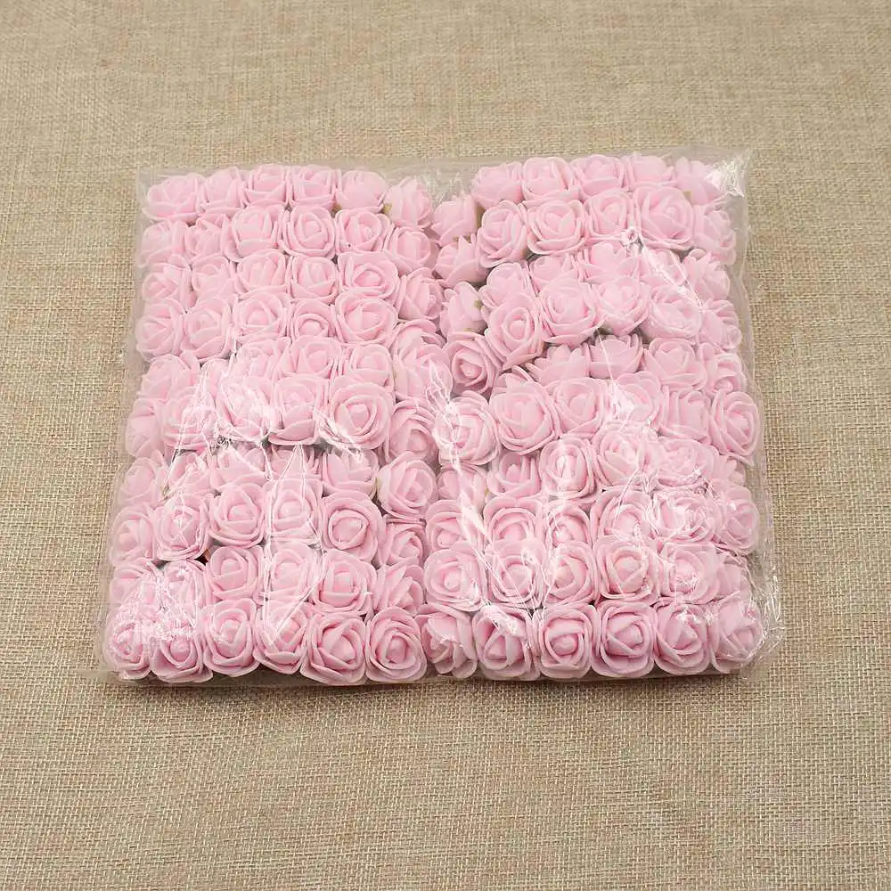 light pink 144 шт искусственный цветок 2 см мини пенный букет из роз для свадьбы Вечерние украшения дома DIY ВЕНОК скрапбук День Святого Валентина поддельные цветы - Цвет: light pink