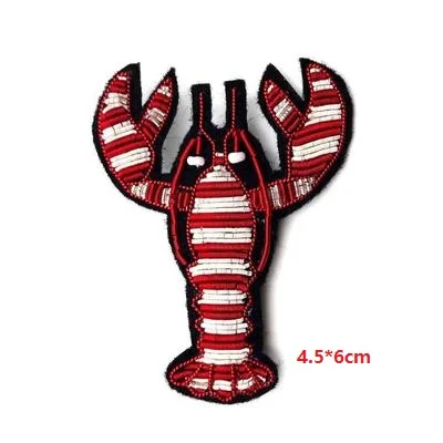 lobster DIY 3D эмблемы с вышивкой морские организмы hippocampus оболочки повязки аппликация для пальто брюки брошь в виде мешочка - Цвет: lobster