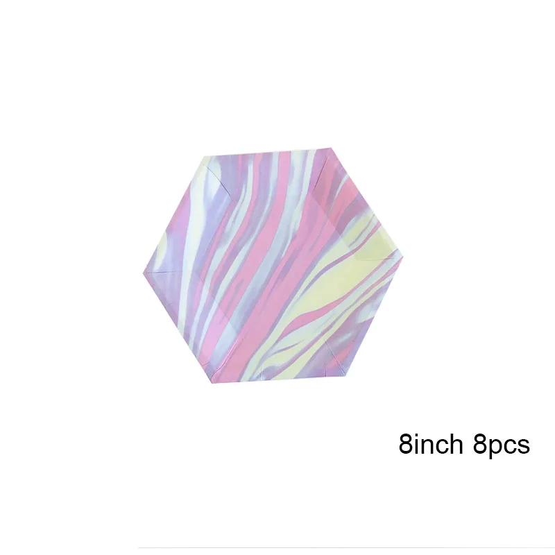 

8 Pcs Disposable Plates Flower Flag Striped 8" Paper Plate Baby Shower Wedding Birthday Summer Party Supplies