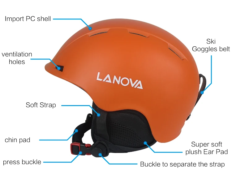 Lanova, 3 размера, белый лыжный шлем, детский, мужской, женский, для сноуборда, горнолыжный шлем, высокое качество, PC+ EPS, снежный, для катания на коньках, скейтборд, лыжный шлем