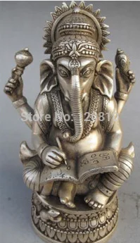 

New Arrival Promotion Antique Imitation China Sculpture Carved Silver Tibet Old Copper Elephant God of Wealth Buddha Statue