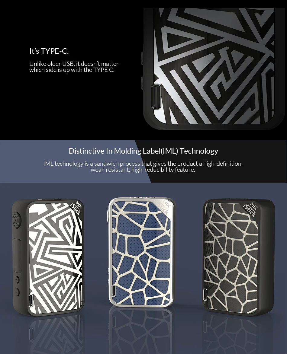 [FR] 160 Вт Eleaf iStick Mix Box Mod без двойной батареи 18650 с чипом Аватара TYPE-C зарядкой электронная сигарета