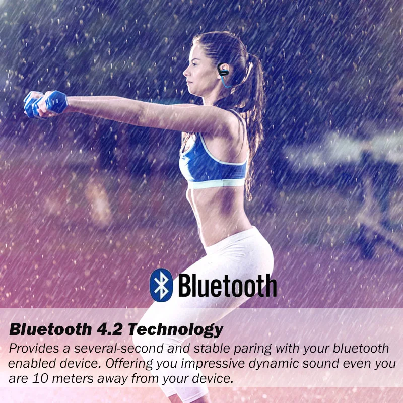 Bluetooth наушники беспроводной гарнитура водонепроницаемые bluetooth 8 Гб Спорт