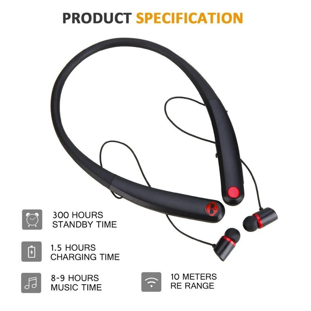 Magift Bluetooth v4.2 Беспроводной наушники стерео музыка Спорт шейным вкладыши гарнитура