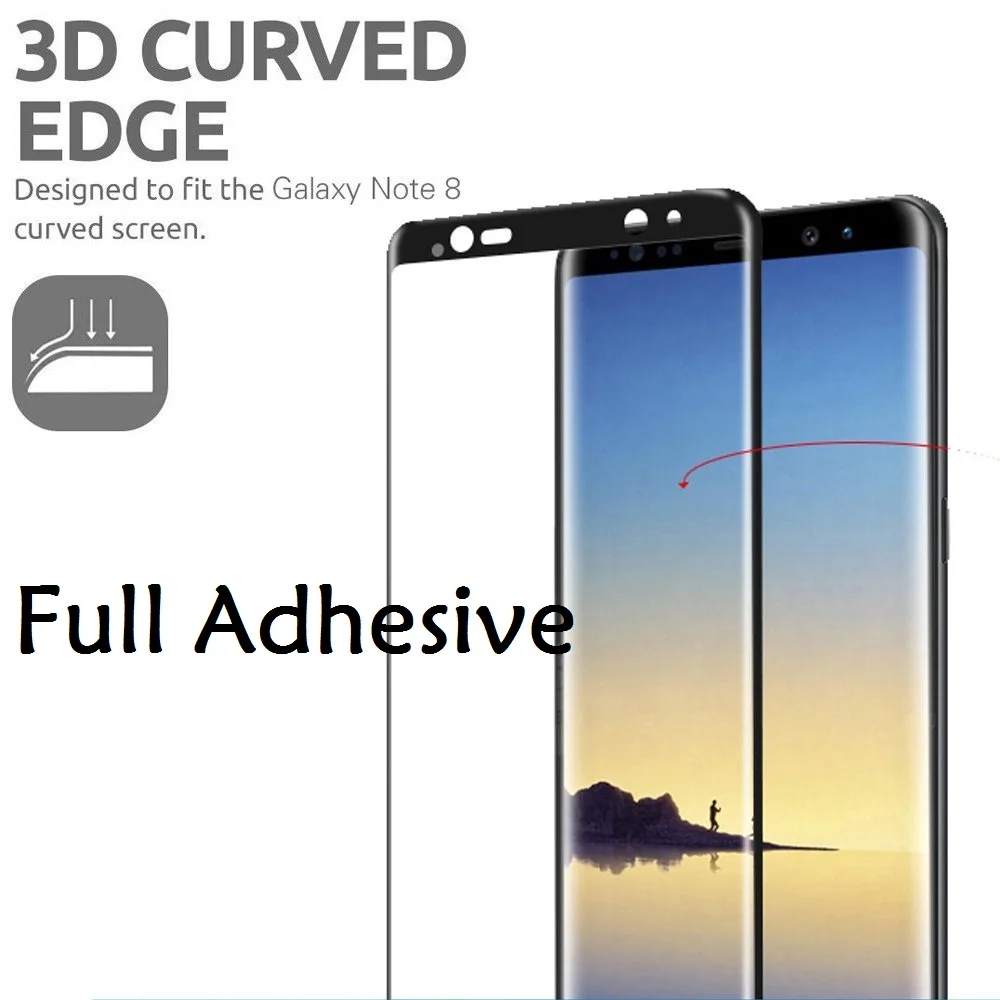 

Защитное стекло для Samsung Galaxy Note 8, Note 9, закаленное стекло с полным приклеиванием