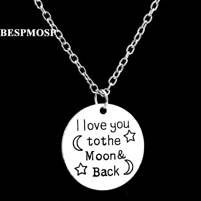 

Ожерелье Bespmosp с подвеской «Я тебя люблю к Луне и обратной стороне», 24 шт./Лот, ожерелье-цепочка с подвеской в виде Луны и звезды, семейная мода...