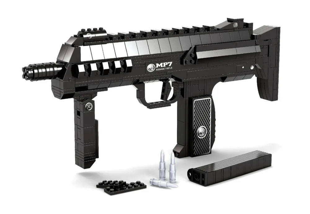AUSINI 508 шт MP7 Submachine Штурмовое оружие SWAT Arms Модель 1:1 3D DIY строительные блоки кирпичи