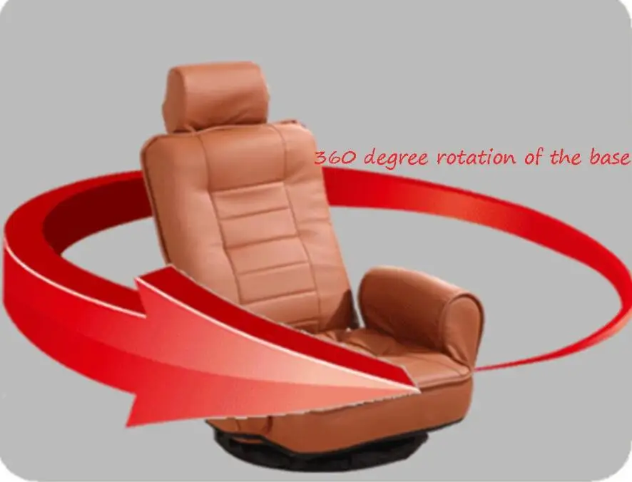 Folding Lounge Chair Lazy Couch PU Leather Relaxing Ergonomic Chair 14-Position Adjustable Bottom Rotatable Leather Armchair