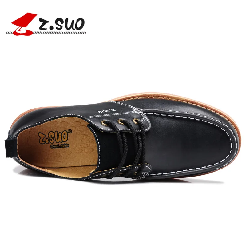 2017 Z.Suo brand wholesales and retail top quality cow split leather men's casual shoes for male handmade | Обувь