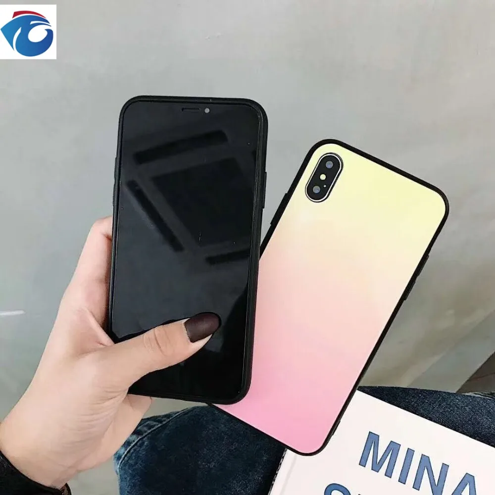 HUANQING роскошный стеклянный чехол с градиентом для телефона iPhone 8 6 Plus 7 6s X XS MAX XR