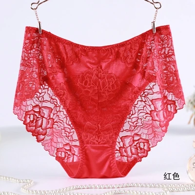 Ropa interior femenina, женские трусы, сексуальное нижнее белье размера плюс 7XL, роскошное кружевное цветочное Прозрачное нижнее белье, женские трусики - Цвет: red