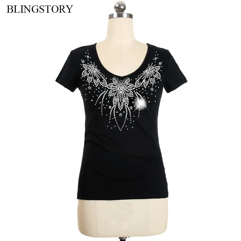 BLINGSTORY размера плюс Camisetas шарик бриллиант футболка с длинным рукавом женские