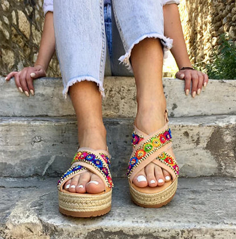 Женские летние модные туфли на платформе увеличивающие рост Эспадрильи с