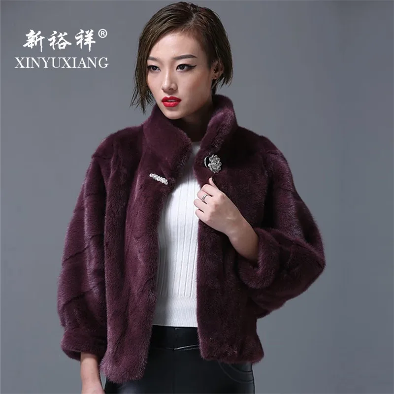 XINYUXIANG Роскошная Шуба из натурального меха норки женская модная Толстая теплая