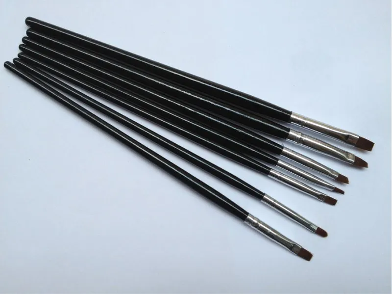 

Free Shipping 7 pcs Black Nail Art Brush Set for UV Gel Builder Dropshipping [Retail]