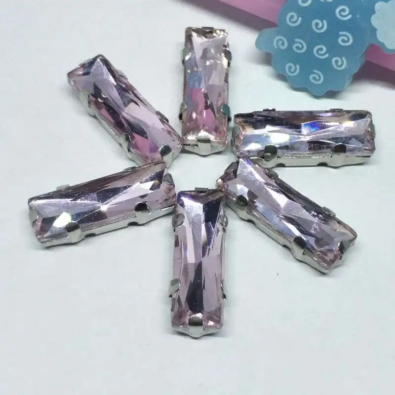 Розовая прямая полоса из хрустального стекла для пошива страз с когтями DIY