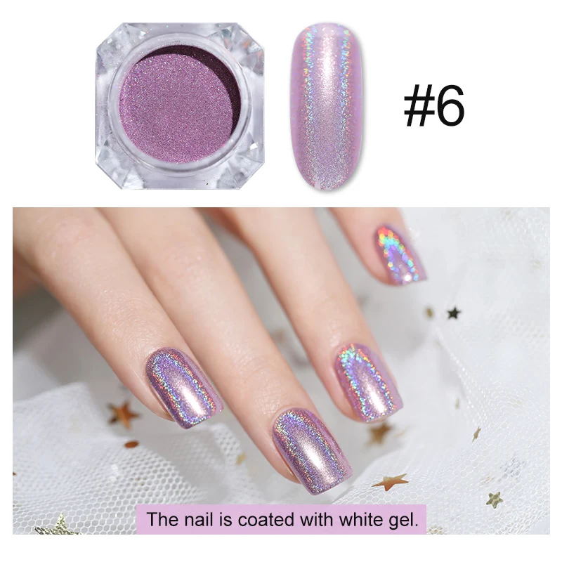 1g Holographic Nail Glitter Powder Laser Acrylic Shimmer Pigment Dust Chrome DIY Decoration Nail Art Design Accessories