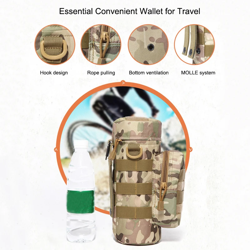 

Fishing Tackle Bag Men pro Molle Zip Water Bottle Kettle Pouch Shoulder Sling Strap Holder Bag