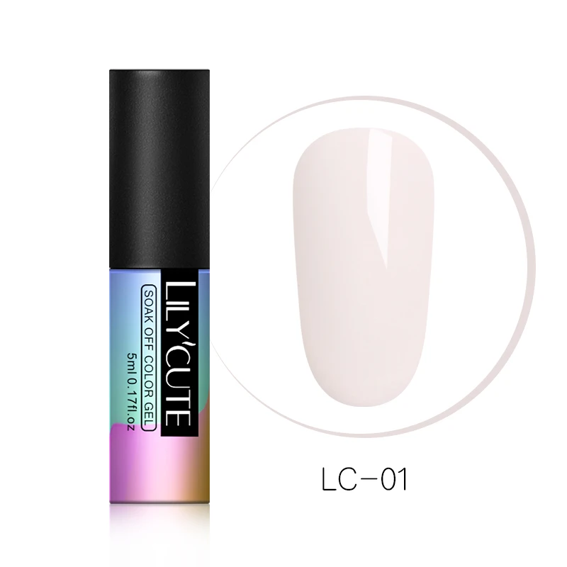 LILYCUTE 5 мл розовый телесный серый серия замачиваемый УФ-Гель-лак черный белый стойкий чистый цвет ногтей Гель-лак для маникюра - Цвет: LC01