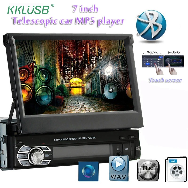 1 DIN стерео автомобильный радиоприемник MP4 GPS навигация двойной экран HD 7 дюймов