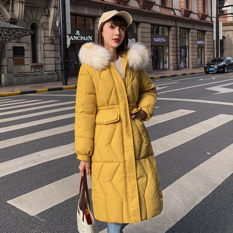 Fitaylor новые зимние куртки женские длинные парки из хлопка на пуху с капюшоном