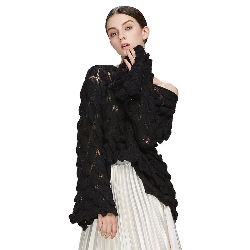 Ladies Knitted Hollow Out Crochet Summer Pullover Tops Women Mesh Thin Plus Size Knit Loose Pullovers Sweaters Female | Женская одежда