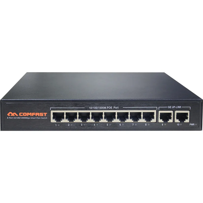 10 портовый гигабитный сетевой коммутатор Comfast SG181P ethernet 10*10/100 Мбит/с порт RJ45 1000 м