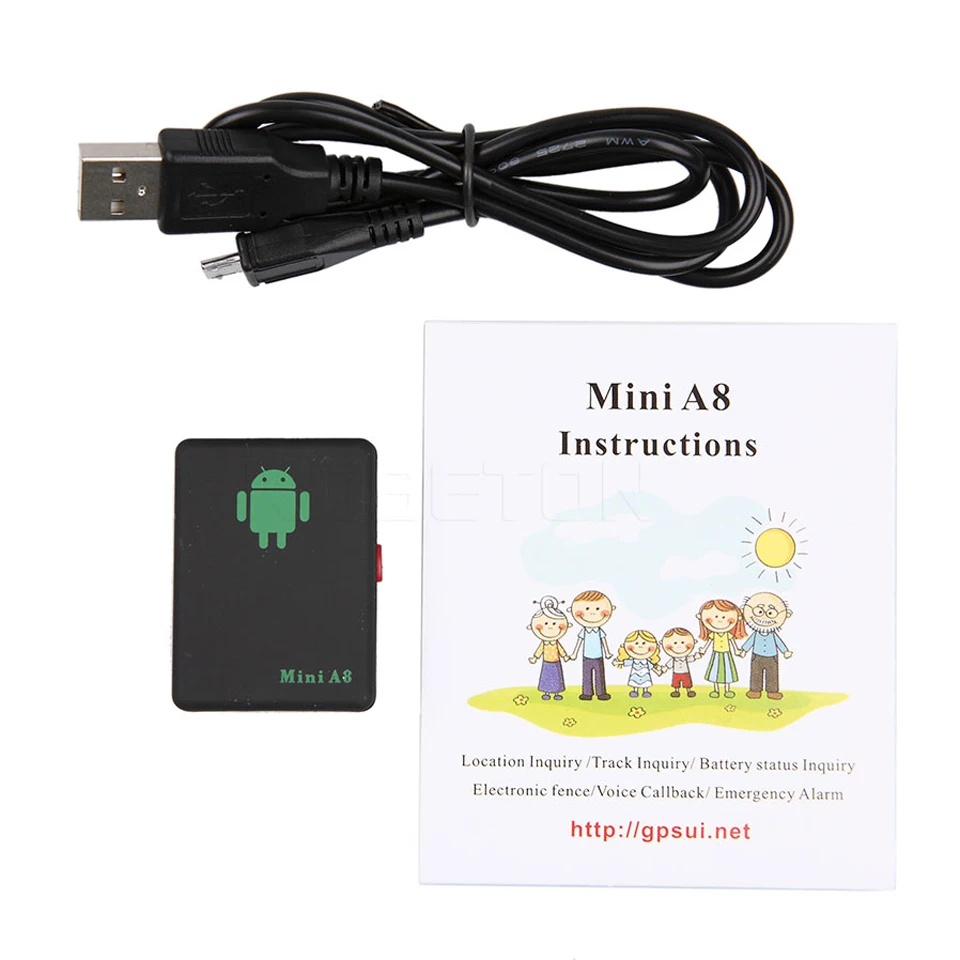 Мини трекер Kebidumei A8 LBS GSM Глобальный времени GSM/LBS/GPRS с кнопкой SOS для автомобилей