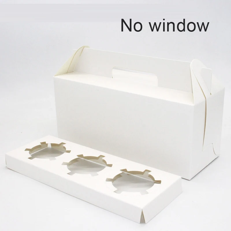 White no window -1 30 шт кекс коробка с окном ручка рулет бисквитный крафт-бумага для упаковки подарка коробка свадьбы детей день рождения Главная Вечерние поставщика - Цвет: White no window -1