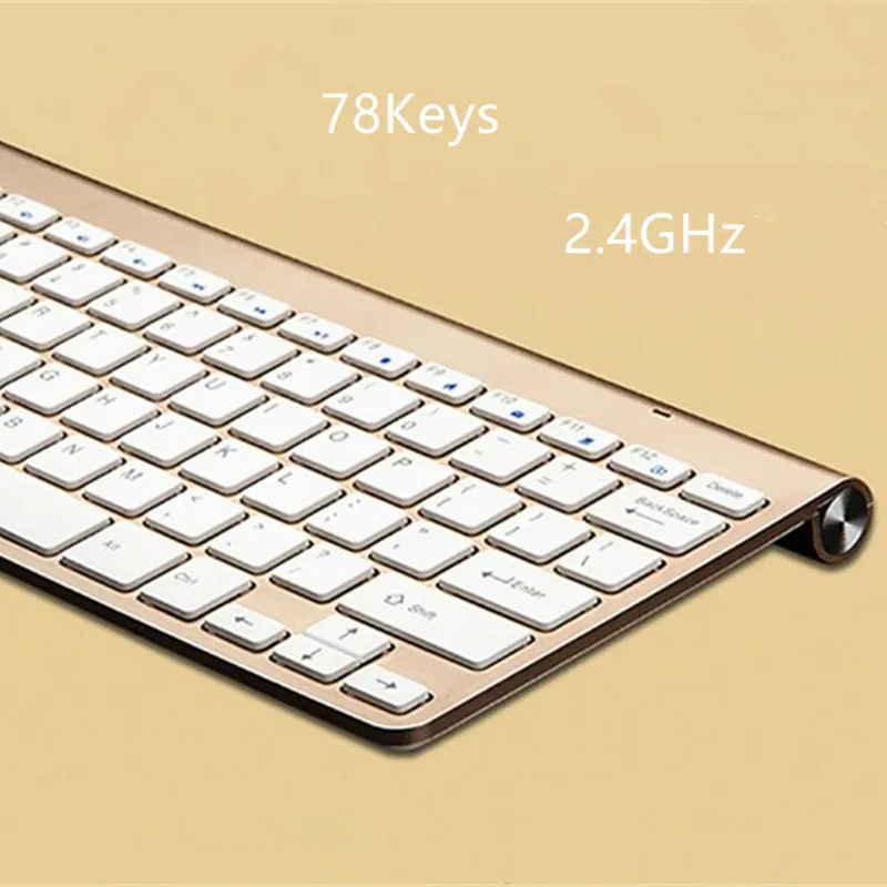 Оптовая продажа мини беспроводная клавиатура Тонкий 2 4G 78 клавиш с мультимедиа