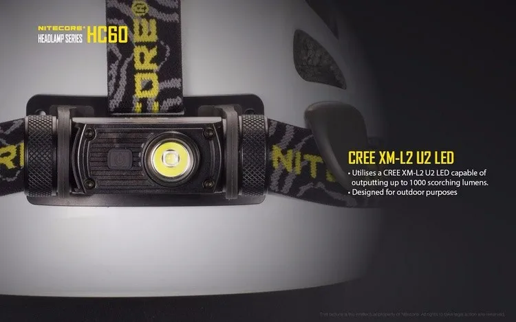 NITECORE HC60 HC60W USB Перезаряжаемый налобный фонарь CREE XM-L2 U2 1000 люменов для кемпинга+ 3400 мАч 18650 аккумулятор