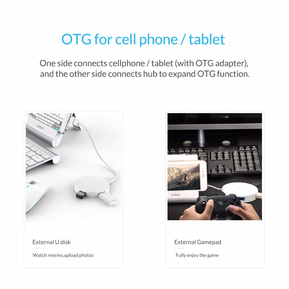 ORICO мини-usb-концентратор с 4 портами Usb 3,0 разветвитель OTG концентратор с интерфейсом питания Micro USB для портативных ПК компьютера Usb 3,0 концентратор