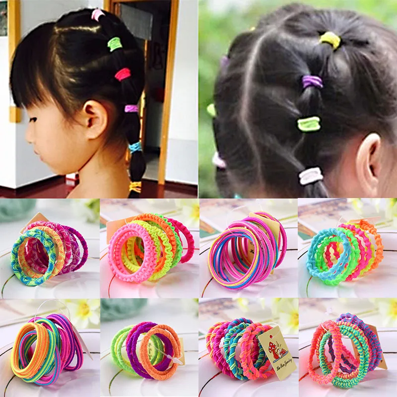 10 шт./Лот разноцветные эластичные детские резинки для волос|hair rope|ponytail holderchildren hair