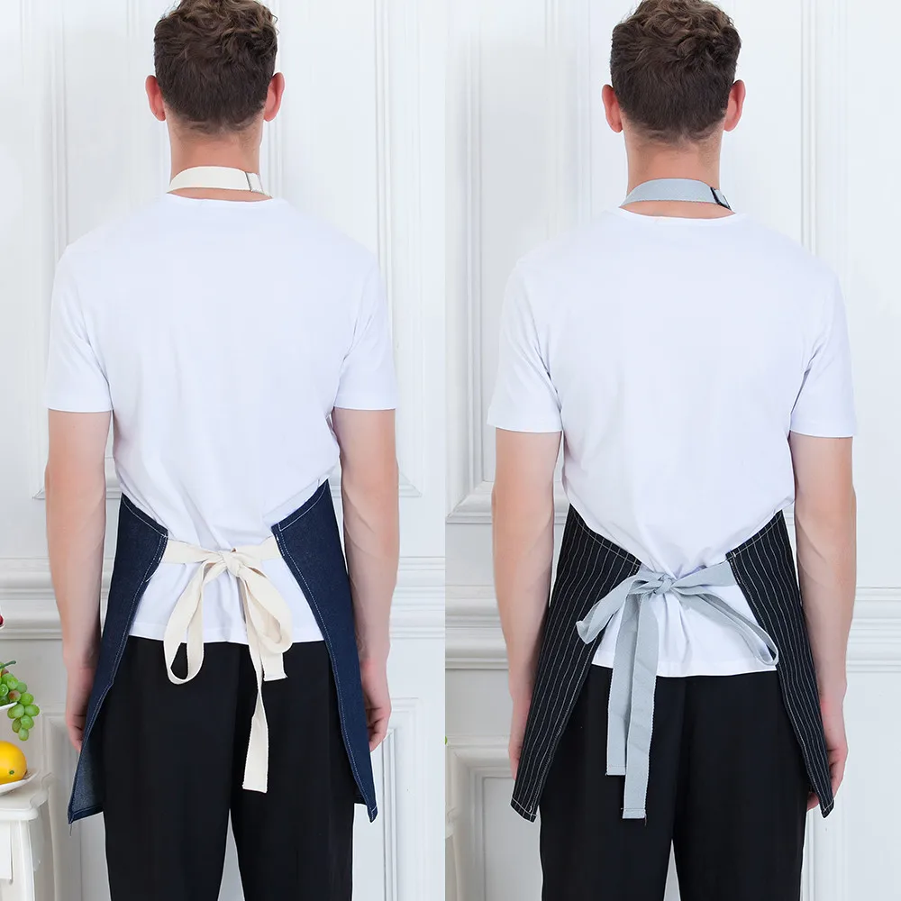 

New Arrival Denim Aprons for Women Men High Quality Wholesale Unisex Kitchen Hotel Coffee Shop Bakery Chef Waiter Cleaning Apron