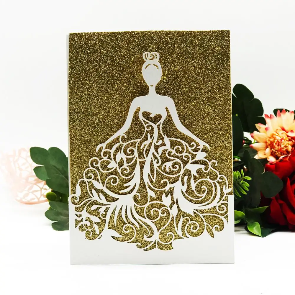 20 шт. свадебные украшения пригласительные открытки лазерная вырезка блестящее