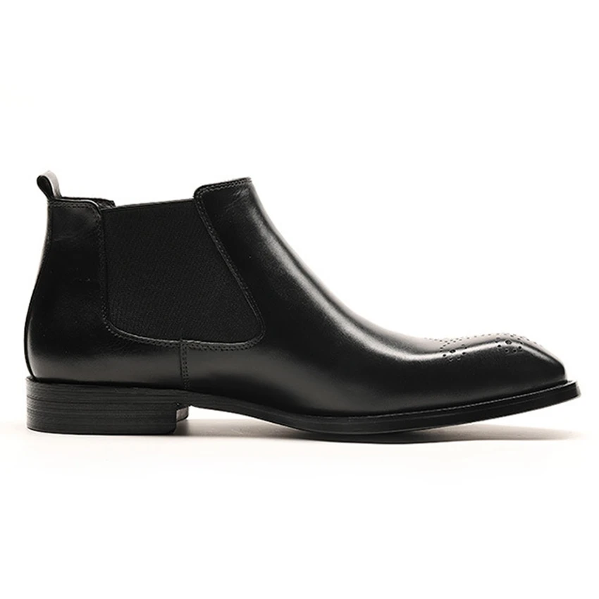 New Arrival Genuine Leather Formal Man Chelsea Ankle Boots High-Top Handcrafted Riding Men's Breathable Shoes SG198 | Обувь