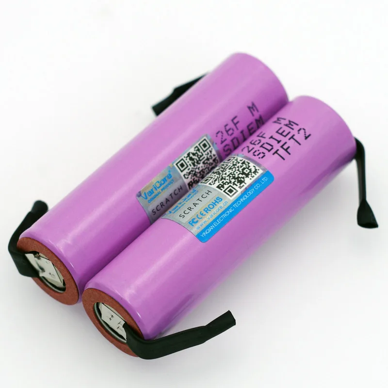 4PCSVariCore оригинальный 18650 3 7 V 2600mAh аккумуляторная батарея для Samsung батареи ICR18650 26F